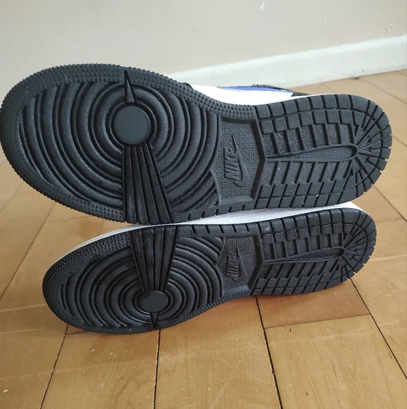 Nike Air Jordan 1 Mid Black and White with Racer Blue Accents - Picture 4 of 13